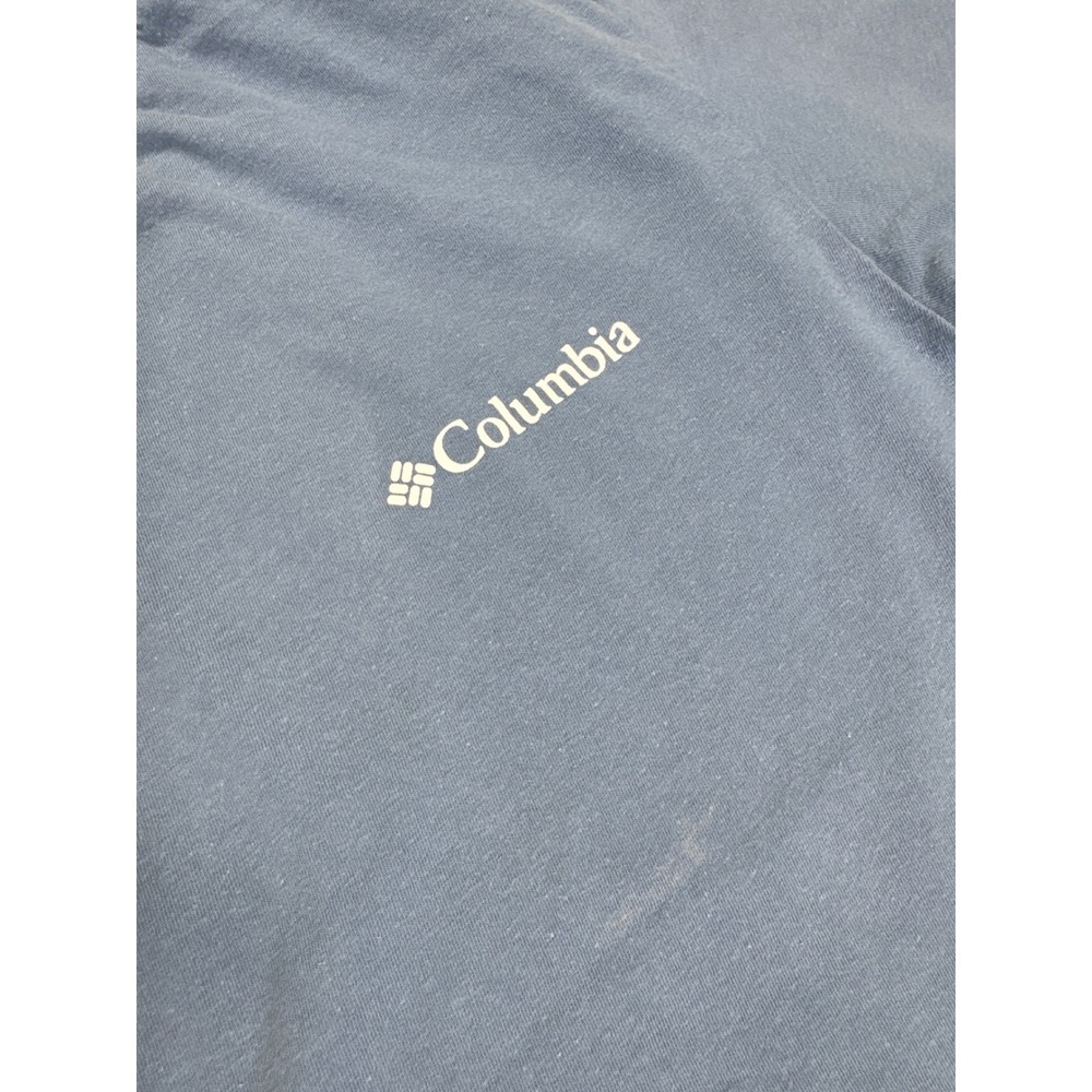 Columbia Mens Blue Graphic T-Shirt Mountain Tent Camping Scene Size M - Picture 6 of 8